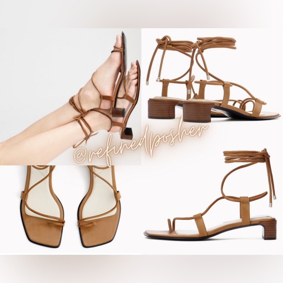 Rag Bone Cindy Tie Lace Up Leather Sandals NIB size 9/39 Tan